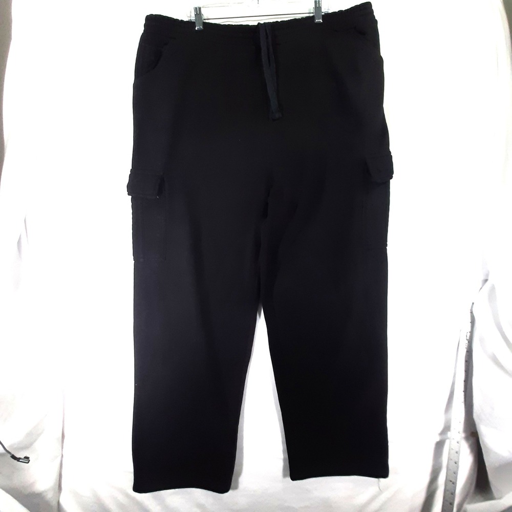 Joy Trading Mens 4XL Black Cargo Sweatpants Elastic Waist Drawstring Joggers XL